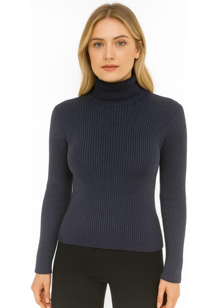 Düz Renk Balıkçı Yaka Kadın Body