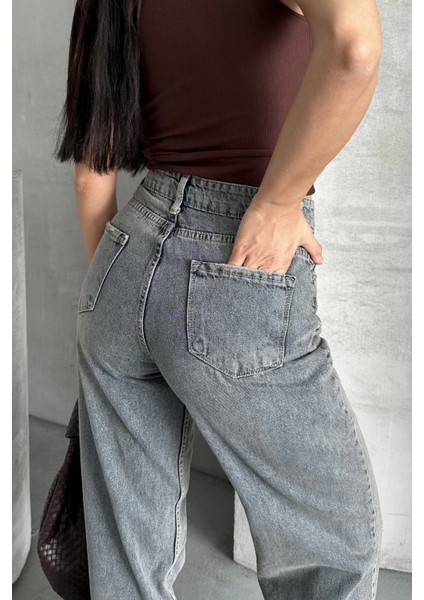 Palazzo Bıyık Kar Yıkama Buz Mavi Jeans Pantolon fırsatları