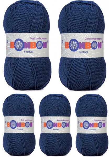5 Adet Festival Simli Örgü Ipi Yünü Renk NO:488