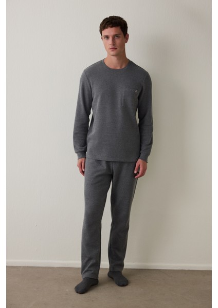 Antrasit Antra Erkek Relax Uzun Kollu Pijama Takımı