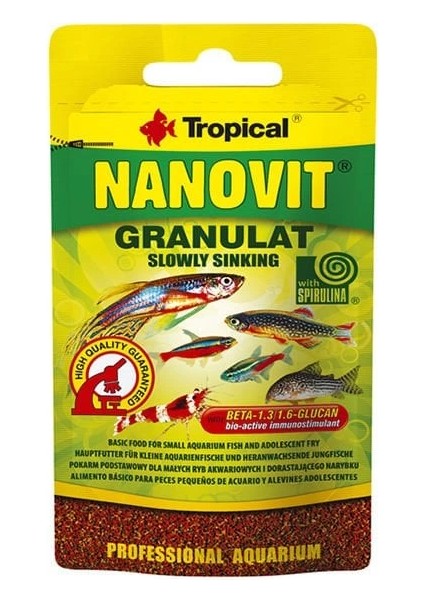 Tropical Nanovit Granulat Tropikal Balıkları Için Granül Balık Yemi 10 gr
