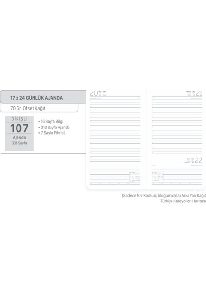 2026 107-ECK Iplik Dikişli - Sert Kapak 17X24 Günlük Beyaz Ajanda Turuncu modelleri
