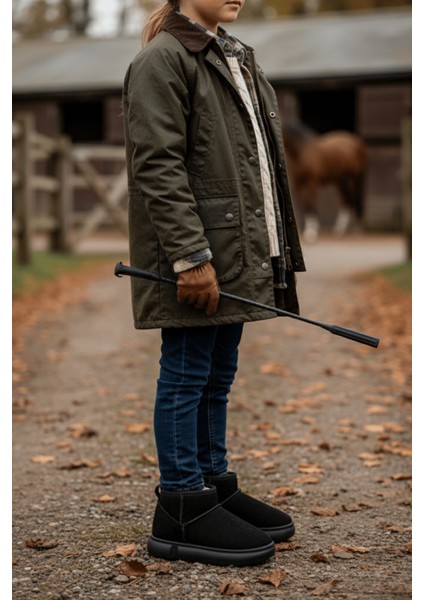 Dippery Çocuk Kalın Taban Içi Tüylü Günlük Mini Yarım Bot indirimleri