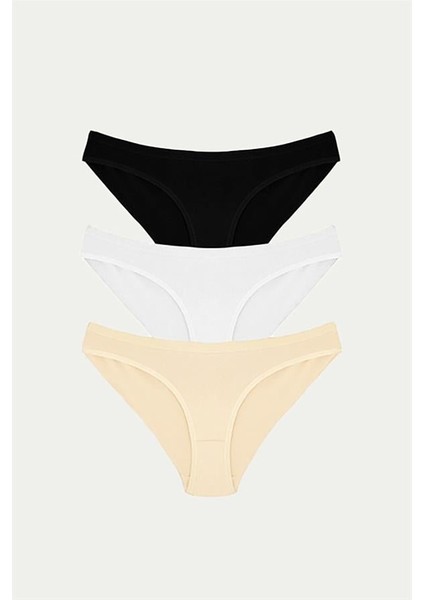 Arias Closet Pamuklu Siyah Beyaz Ten Rengi 3'lü Külot fiyatları