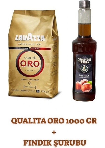 Qualità Oro Kahve Çekirdeği 1000 gr ve Grande Terra Fındık Şurubu 750 ml Seti