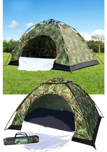 4 Kişilik Kamuflaj Desenli Kolay Kurulumlu Kamp Çadırı