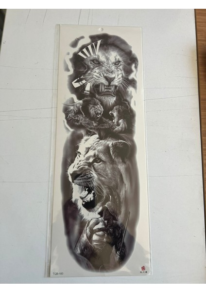 Aslanlar 1 Hafta Kalıcı Tam Kol Kaplama Bacak Yapıştırma Geçici Dövme 46 cm