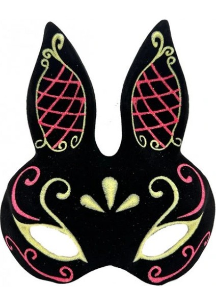 Siyah Kırmızı Gold Tavşan Maskesi