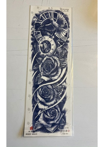 Güvercin Saat 3 Hafta Kalıcı Tam Kol Bacak Kaplama Yapıştırma Geçici Dövme 46 cm