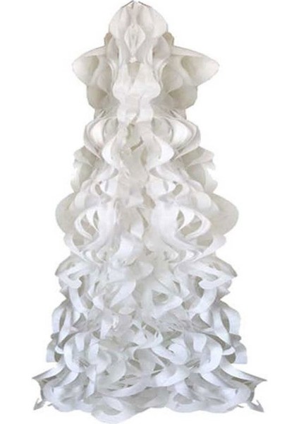 Pelur Kağıttan Süs Sarkık Fon Süsü Beyaz Balon Süsü 1 Metre