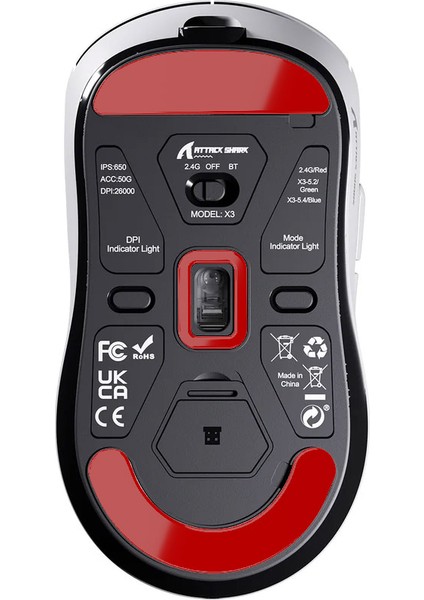 Attack Shark X3 / X3 Pro - Mouse Skate Red Edition %100 Ptfe fiyatları