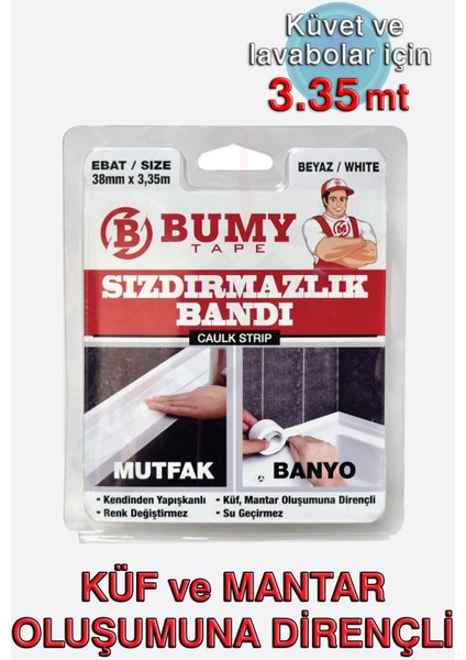 Küvet - Lavabo Kenar Sızdırmazlık Bandı 38MM x 3.35MT Beyaz