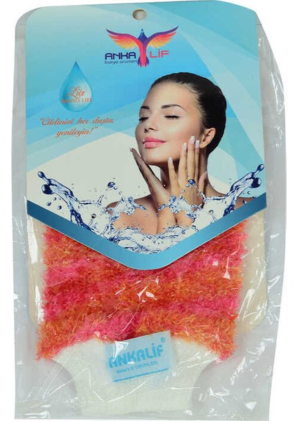 Lastikli El Geçmeli Yumuşak Eldiven Banyo Lifi Pembe-Tcu 20X10 cm