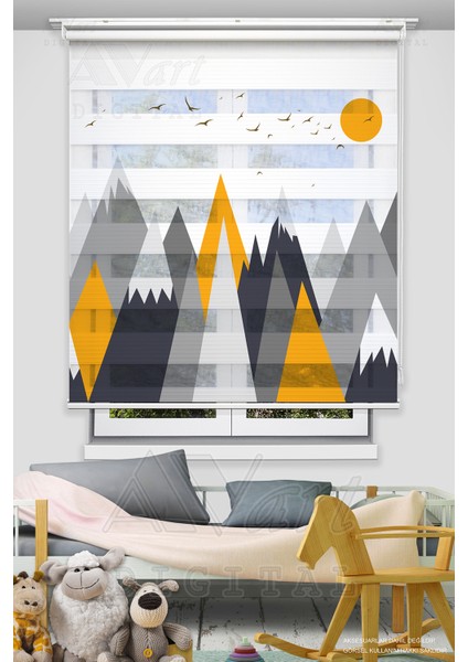 Dağ Baskılı Plise Perde - Dijital Baskılı Zebra Stor Perde