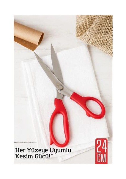 Çok Amaçlı Makas – 24 cm Uzunluk | 15 cm Kesim Bıçağı | Paslanmaz Çelik, Ergonomik Sap fiyatları