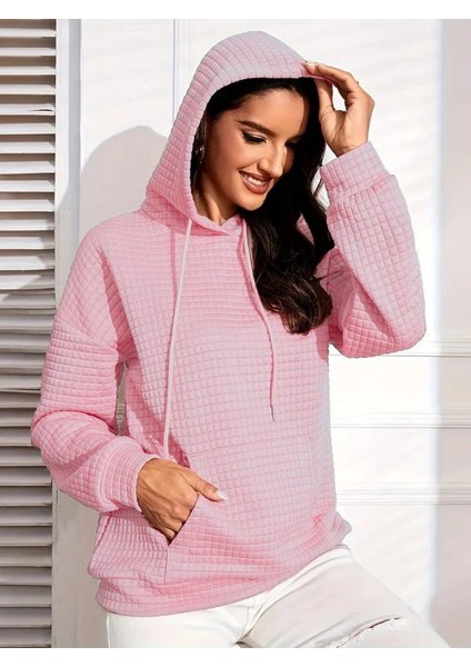 Kadın Uzun Kollu Kapşonlu Bağcıklı Cepli Capitone Sweatshirt fiyatları