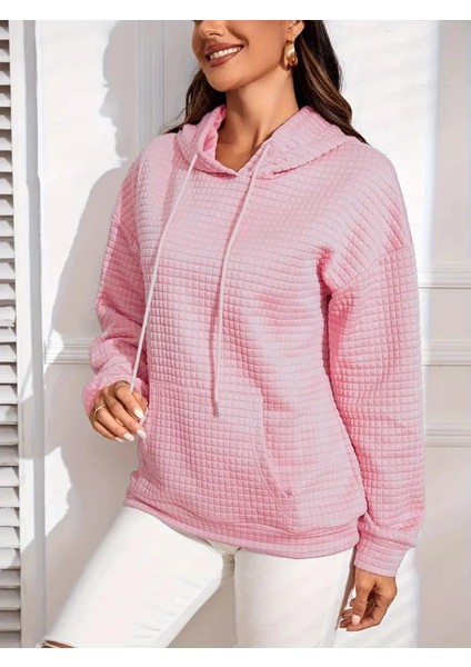 Kadın Uzun Kollu Kapşonlu Bağcıklı Cepli Capitone Sweatshirt fırsatları