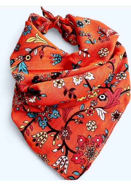 Siyah Renk Içerisinde Çiçek Desenli Çok Amaçlı Bandana %100 Cotton BND8183, One Size