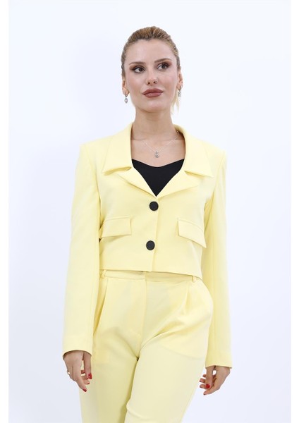 Gömlek Yaka Kısa Ceket-Sarı fiyatları