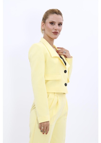 Gömlek Yaka Kısa Ceket-Sarı indirimleri