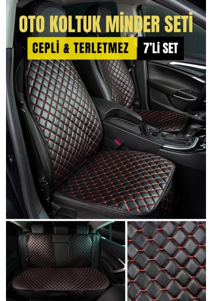 Ergonomik,ortopedik,suni Deri Kapitoneli Lüks Ototurco Oto Koltuk Kılıfı-Minderi (7li Tam Set)Siyah-Beyaz fiyatları