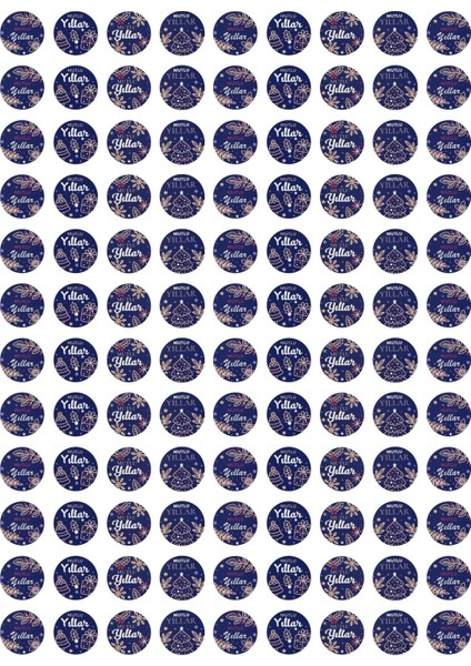 Yılbaşı Mutlu Yıllar Sticker Seti, Yeni Yıl Hediye&paket Etiketi, 108 Adet, 33X33MM, Mavi(4 Tasarım)