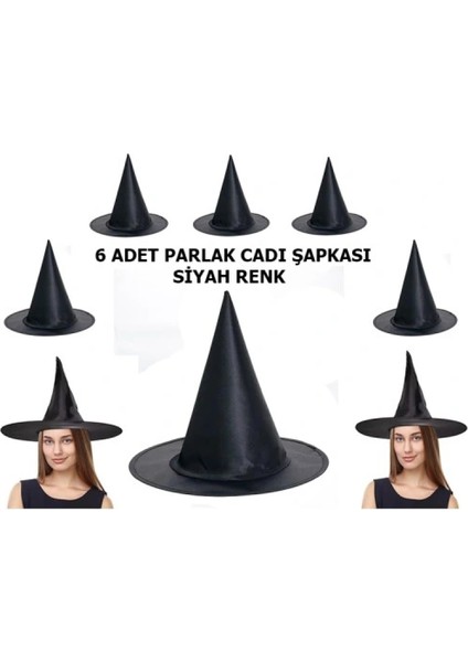Halloween Cadı Şapkası Yetişkin ve Çocuk Uyumlu 6 Adet