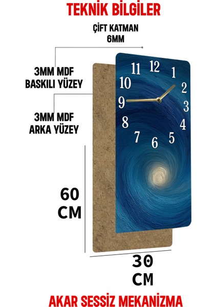 Uv Baskı Mdf Tablo Saat – 30X60 cm Dekoratif Tasarım– USD247