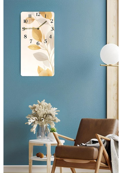 Altın Yaprak Desenli Temperli Cam Tablo Saat – 30×60 Cm– Uv Baskı– CUSD136 fırsatları