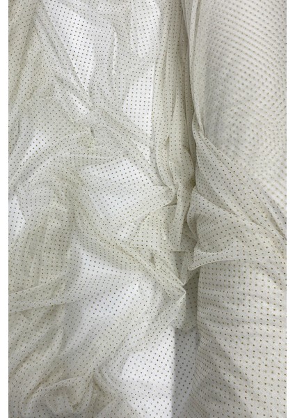 Yağmur Damlası Simli Abiye Elbise Şallık Tül Kumaş Ekru 12