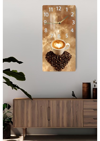 Kalpli Latte Kahve Temalı Temperli Cam Tablo Saat – 30×60 Cm– Uv Baskı– CUSD139 fiyatları