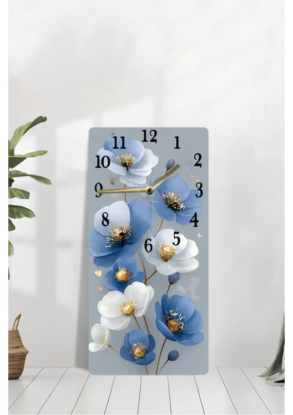 Dekoratif Çiçek Desenli Uv Baskı Mdf Tablo Saat – 30X60 Cm– USD239 modelleri