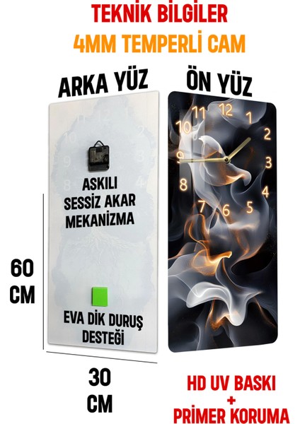 Temperli Cam Tablo Saat – 30X60 cm Ebatında Uv Baskı – CUSD011