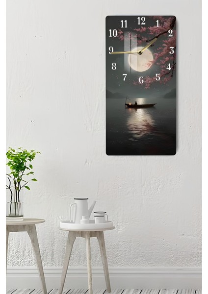 Ejderha Sineği ve Altın Hilal Temalı Temperli Cam Tablo Saat 30X60 cm | Hd Uv Baskı– CUSD185 fırsatları