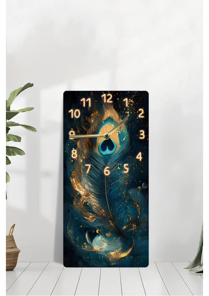 Uv Baskı Mdf Tablo Saat – Tavuskuşu Tüyü Desenli, 30X60 Cm– USD231 modelleri