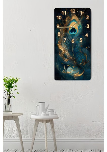 Uv Baskı Mdf Tablo Saat – Tavuskuşu Tüyü Desenli, 30X60 Cm– USD231 indirimleri