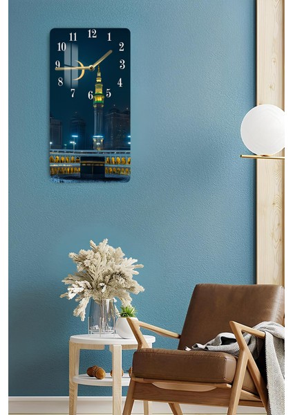 Kâbe ve Saat Kulesi Manzaralı Temperli Cam Tablo Saat 30X60 cm | Hd Uv Baskı– CUSD190 fırsatları