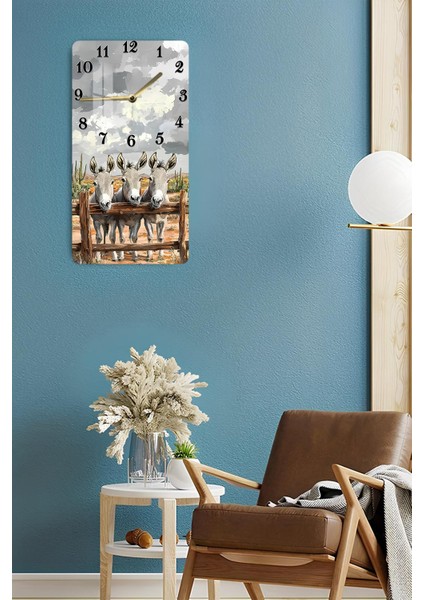 3 Sevimli Eşek Desenli Temperli Cam Tablo Saat – 33X33 cm | Hd Uv Baskı– CUSD088 fırsatları