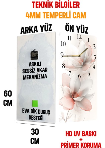 Şıklığıyla Evinize Estetik Katacak Temperli Cam Tablo Saat! 30X60 Uv Baskı – CUSD049