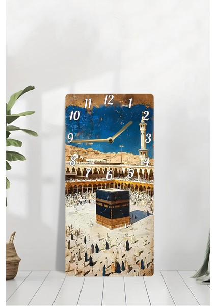 Uv Baskı Mdf Tablo Saat – 30X60 cm | Kâbe Manzaralı Özel Tasarım– USD246 fiyatları