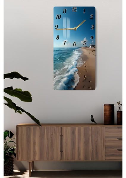 Temperli Cam Tablo Saat – Sahil Manzarası Desenli (30X60 Cm) Uv Baskı – CUSD034 fiyatları
