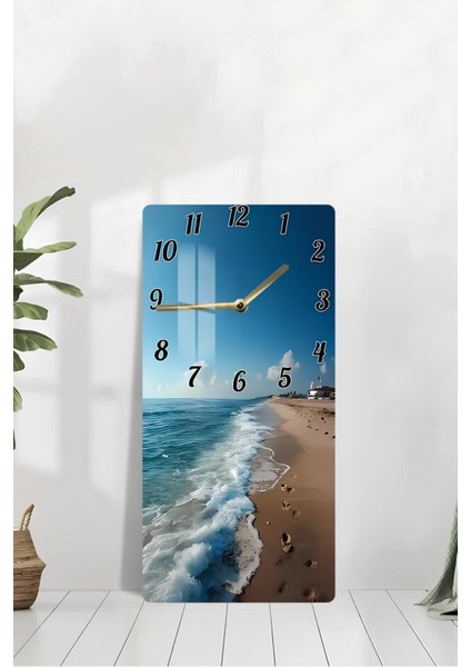 Temperli Cam Tablo Saat – Sahil Manzarası Desenli (30X60 Cm) Uv Baskı – CUSD034 modelleri