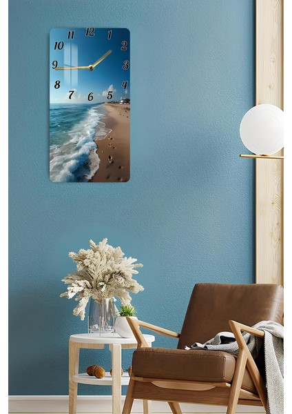 Temperli Cam Tablo Saat – Sahil Manzarası Desenli (30X60 Cm) Uv Baskı – CUSD034 fırsatları