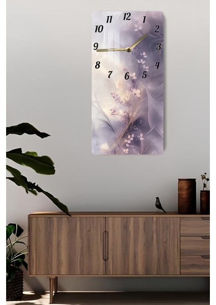 Mor Pastel Yaprak Desenli Temperli Cam Tablo Saat 30×60 cm Hd Uv Baskı– CUSD236 fiyatları