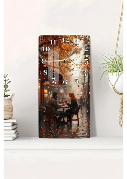 Romantik Sonbahar Akşamı Temperli Cam Tablo Saat – 30X60 cm Hd Uv Baskı– CUSD151