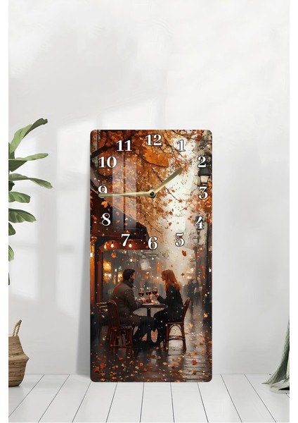 Romantik Sonbahar Akşamı Temperli Cam Tablo Saat – 30X60 cm Hd Uv Baskı– CUSD151 modelleri