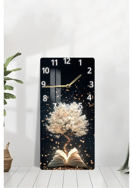 Işık Ağacı Temalı Temperli Cam Tablo Saat – 30×60 Cm– Uv Baskı– CUSD146 modelleri