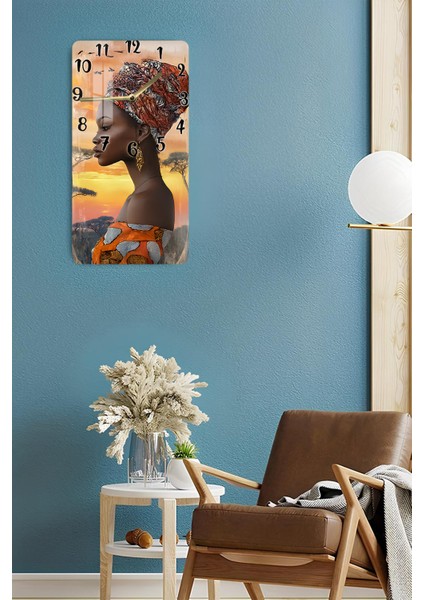 Temperli Cam Tablo Saat – Afrika Gün Batımı Temalı Portre Tasarımı (30×60 Cm)– Uv Baskı– CUSD125 fırsatları