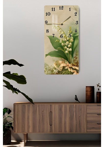 Zambak Buketi Temalı Temperli Cam Tablo Saat 30×60 cm |hd Uv Baskı– CUSD226 fiyatları