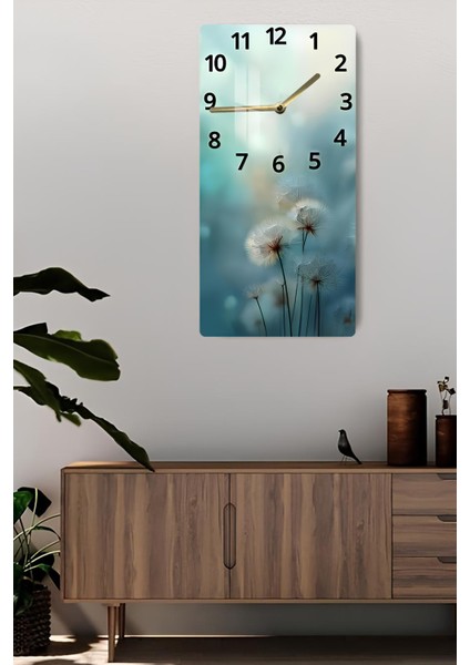 Mavi Karahindiba Desenli Temperli Cam Tablo Saat – 30×60 cm Hd Uv Baskı– CUSD210 fiyatları